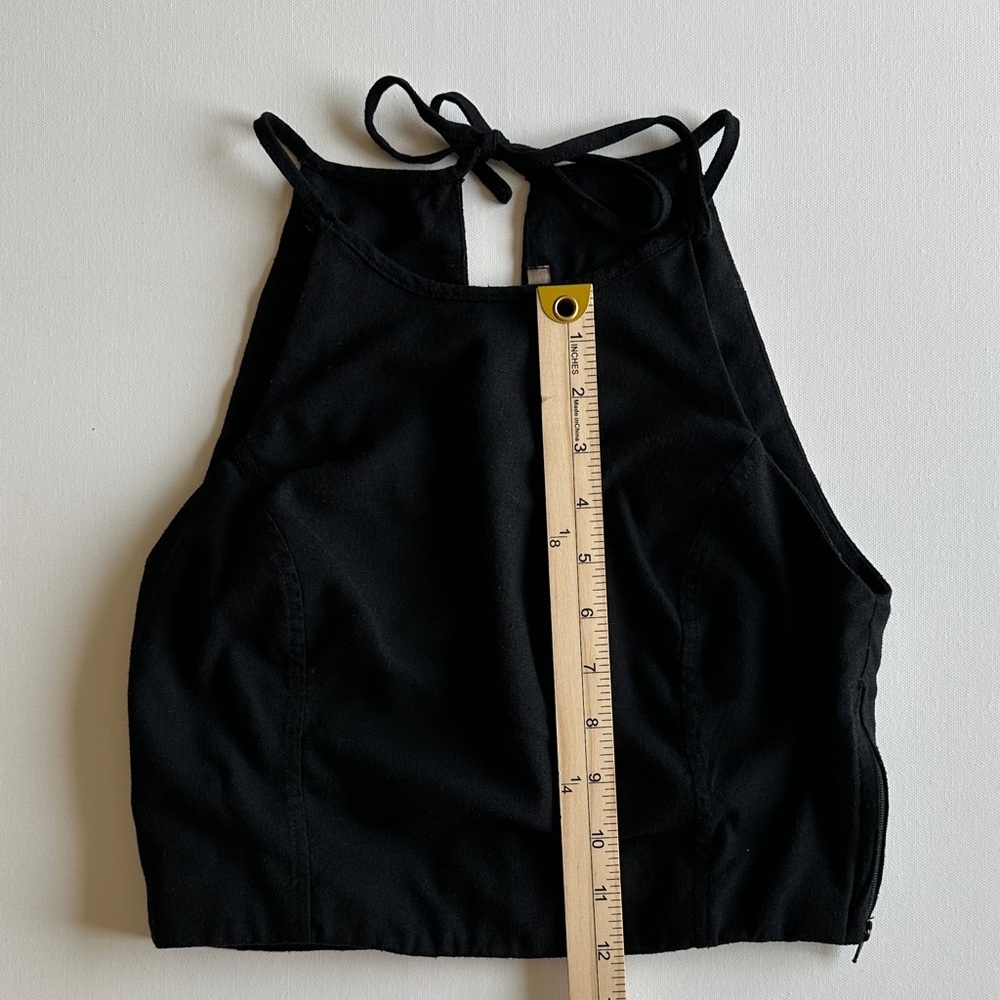 Garage Black Halter Top Viscose/ Linen Sz M - Picture 9 of 9